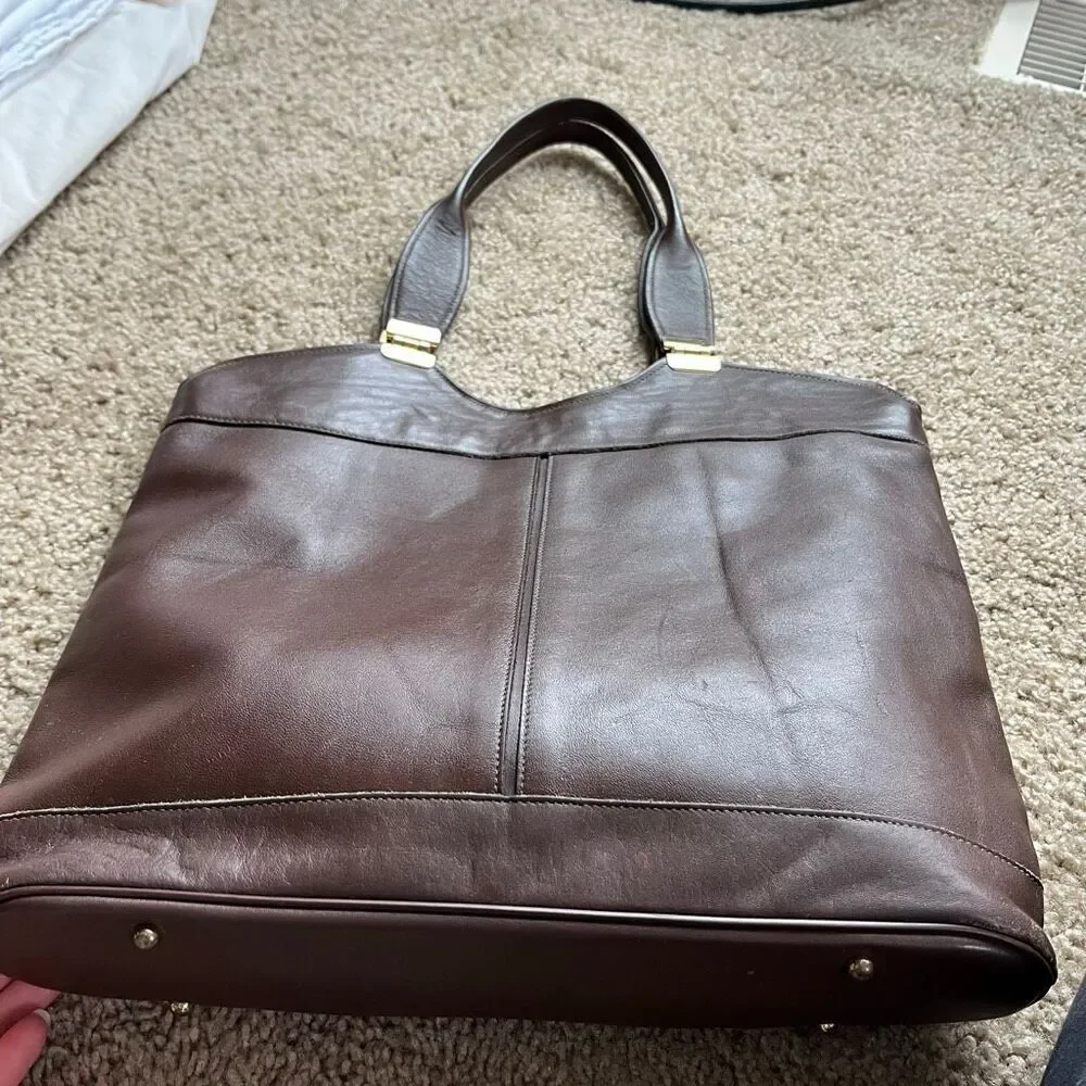 VTG 60s 70s Groskopf’s Brown Leather Top Handle Satchel Bag - Picture 12 of 16